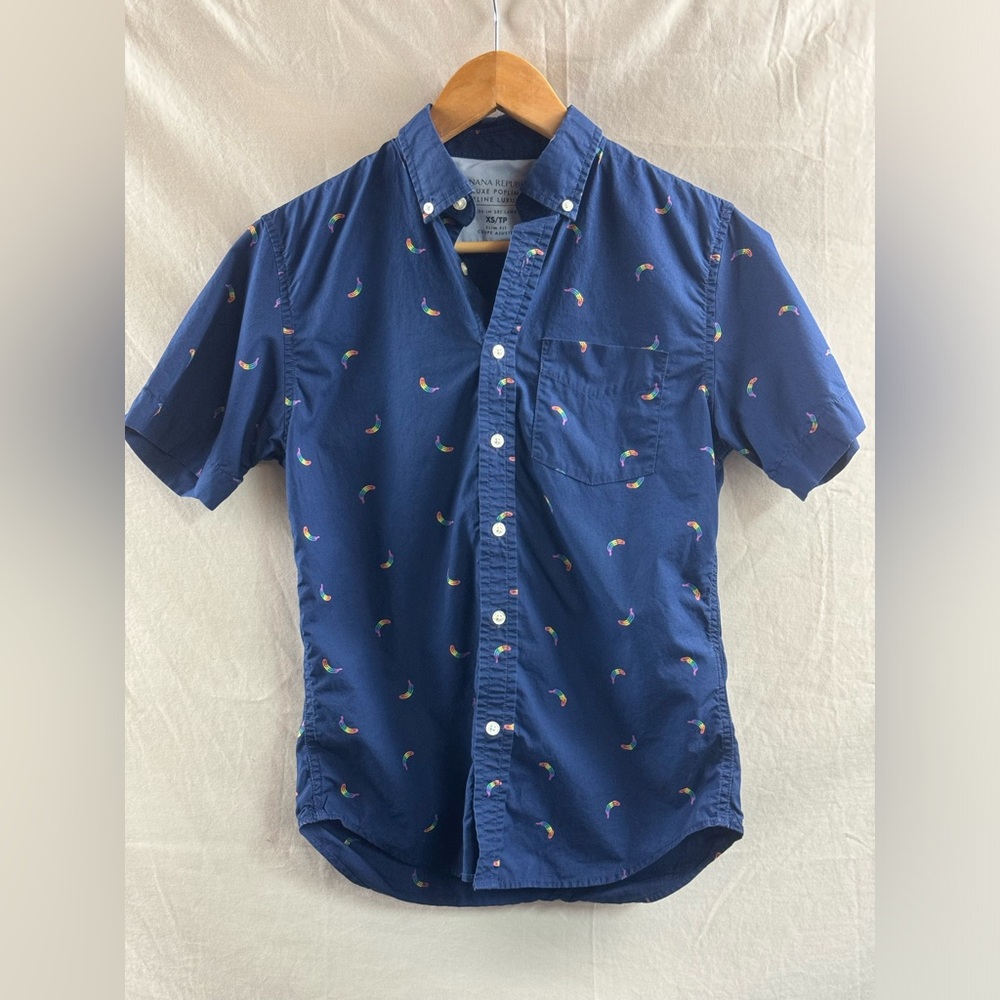 Banana Republic Lux Poplin Slim Fit Button Down Shirt Size XS